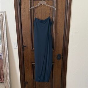 Elegant Navy Blue Stretch Slip Dress